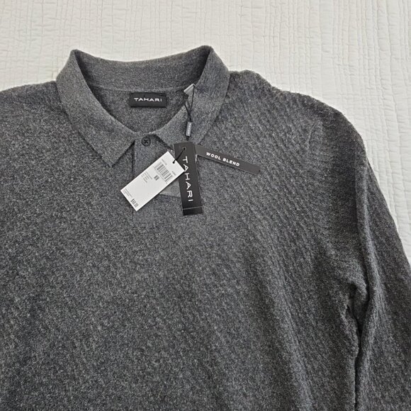 Tahari Wool Blend Sweater Men's Medium Grey Long Sleeve Pullover NWT MSRP $70 - Picture 5 of 16